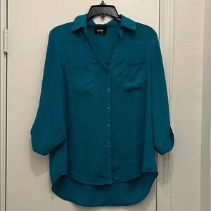 Lush Deep Teal Button-Down Blouse